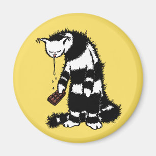 Funny Cat Chocolate Lover - Ink Drawn Drooling Cat Magnet