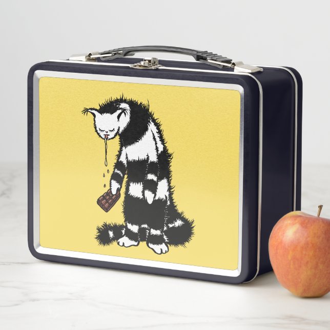 Funny Cat Chocolate Lover Metal Lunch Box (In Situ)