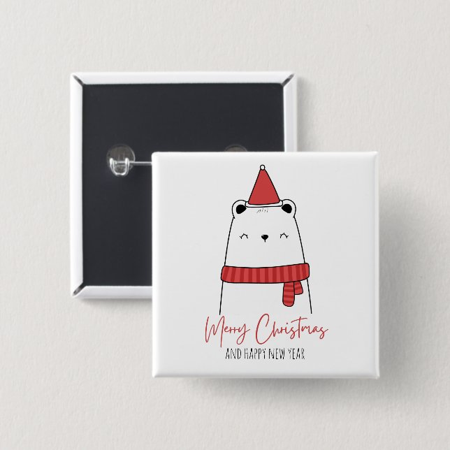 Funny cat christmas  15 cm square badge (Front & Back)