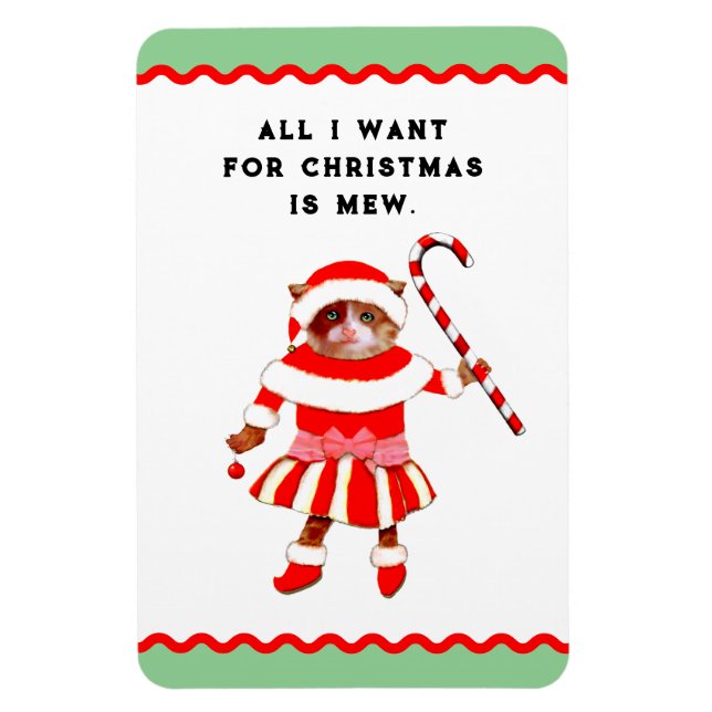 Funny Cat Christmas Cards Magnet (Vertical)