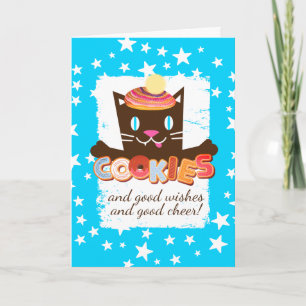 Funny cat Christmas cookies baking bakery Holiday Card