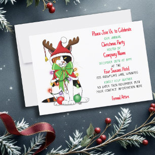 Funny Cat Christmas Corporate Party Invitation