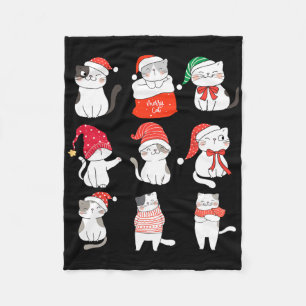 Funny Cat Christmas Cute Kitten For Who Loves Cats Fleece Blanket