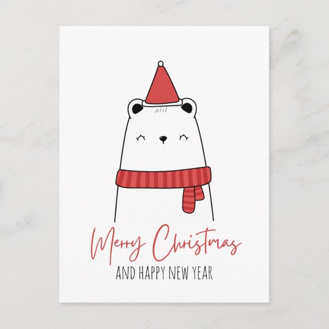 Funny cat christmas  holiday postcard (Front)