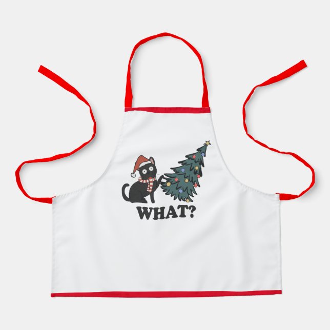 Funny Cat Christmas Kids Apron (Front)