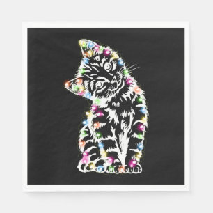 Funny Cat Christmas Lights Cat Lover Cat Christmas Napkin