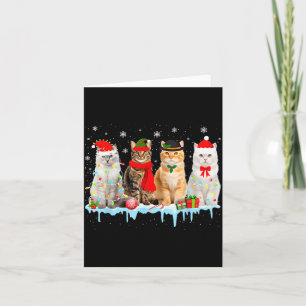 Funny Cat Christmas Lights Reindeer Santa Xmas Kit Card