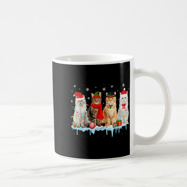 Funny Cat Christmas Lights Reindeer Santa Xmas Kit Coffee Mug (Right)