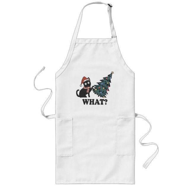 Funny Cat Christmas Long Apron (Front)