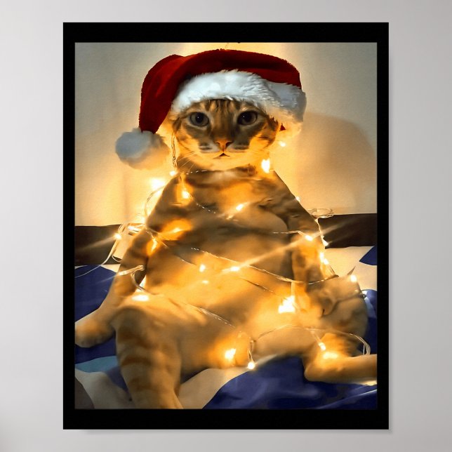 Funny Cat Christmas Meme Shirt Cute Holiday Meme C Poster (Front)
