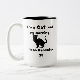 Funny Cat Christmas Morning Pyjamas Two-Tone Coffee Mug