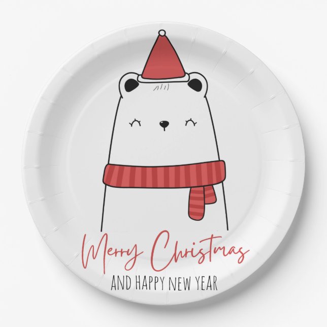 Funny cat christmas  paper plate (Front)