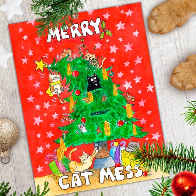 Funny Cat Christmas postcard (Creator Uploaded)