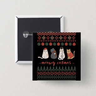 Funny Cat Christmas Pun - Cat Christmas 15 Cm Square Badge