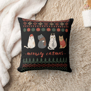 Funny Cat Christmas Pun - Cat Christmas Cushion