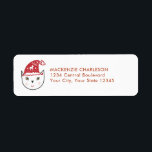 Funny Cat Christmas Return Address Label<br><div class="desc">A cute and funy cat with a festive winter holidays hat.  Original art by Nic Squirrell.  Change the name and address to personalise.</div>