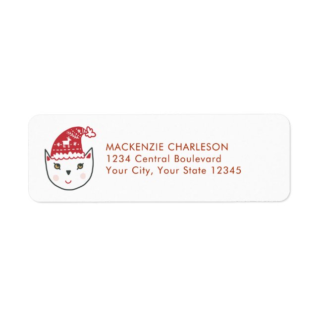 Funny Cat Christmas Return Address Label (Front)