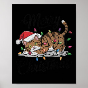 Funny Cat Christmas Scary Black Cat Halloween Poster