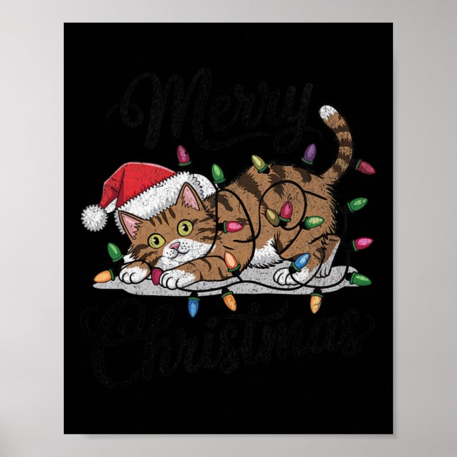 Funny Cat Christmas Scary Black Cat Halloween  Poster (Front)