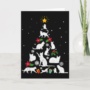 Funny Cat Christmas Tree For Men Women Kids Card