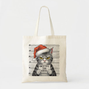 Funny Cat Christmas Tree Killer Tote Bag