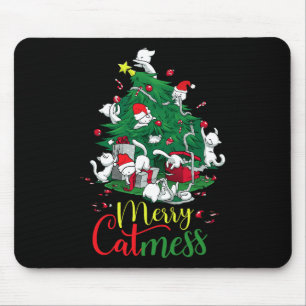 Funny Cat Christmas Tree Merry Catmess Cats Lover Mouse Pad