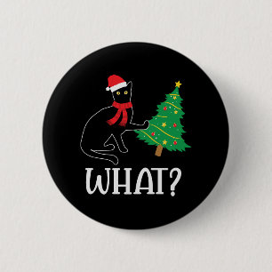 Funny Cat Christmas Tree over Cat What 6 Cm Round Badge