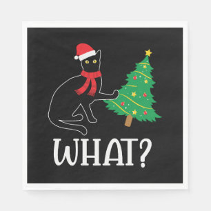Funny Cat Christmas Tree over Cat What Napkin