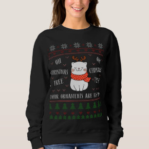 funny cat christmas tree quote ugly christmas sweatshirt