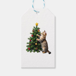 Funny Cat Christmas Tree Xmas Gifts Men Women Kids Gift Tags