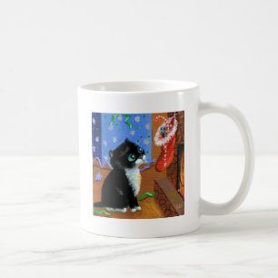 Funny Cat Christmas Tuxedo Kitten Mouse Coffee Mug