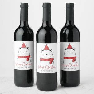 Funny cat christmas  wine label