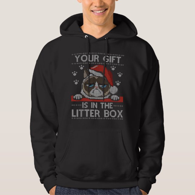 Funny Cat Christmas Your Gifts Is In The Litter Bo Hoodie (Front)