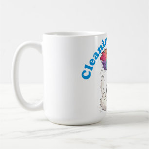 Funny Cat Cleaning with Colourful Feather Brusht Coffee Mug