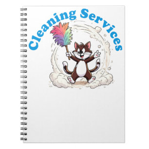 Funny Cat Cleaning with Colourful Feather Brusht Notebook