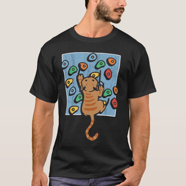 Funny Cat Climber Climbing Wall Bouldering Climb b T-Shirt (Front)