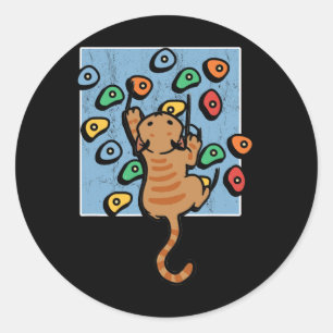 Funny Cat Climber Climbing Wall Bouldering Climb  Classic Round Sticker
