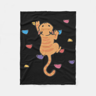 Funny Cat Climber Rock Climbing Cute Bouldering Ki Fleece Blanket