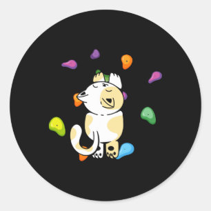 Funny Cat Climber Rock Climbing For Men Women And Classic Round Sticker