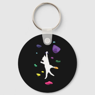 Funny Cat Climber Rock Climbing Gift For Men Women Key Ring