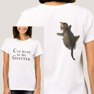 Funny Cat Climbing-Cat Hair Is My Glitter T-Shirt