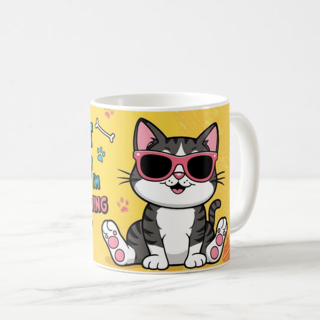 Funny Cat coffee cup Cartoon cat  (Front Right)