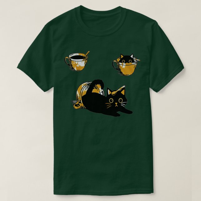 Funny Cat Coffee Mug  for Caffeine Addicted Mum Da T-Shirt (Design Front)