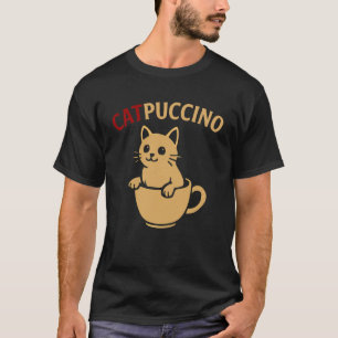 Funny Cat Coffee TShirt Cute Cappuccino Animal Caf