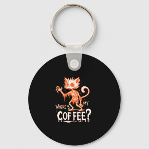 Funny Cat Coffee Where's My Coffee_ Hilarious Hall Key Ring