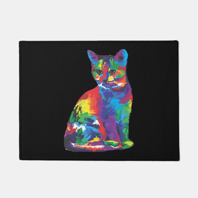 Funny Cat colours Doormat (Front)