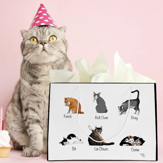 Funny Cat Commands Illustrated Training Chart Large Gift Bag (Creator Uploaded)