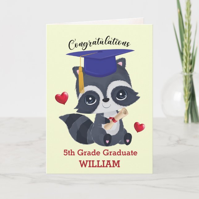 Funny Cat Congrats 5th grade Holiday Card (Front)