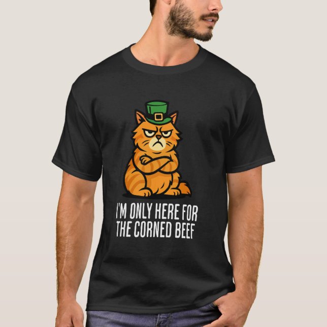 Funny Cat Corned Beef Saint Patrick's Day T-Shirt (Front)