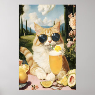 Funny Cat Country Club Art Print Quirky Feline